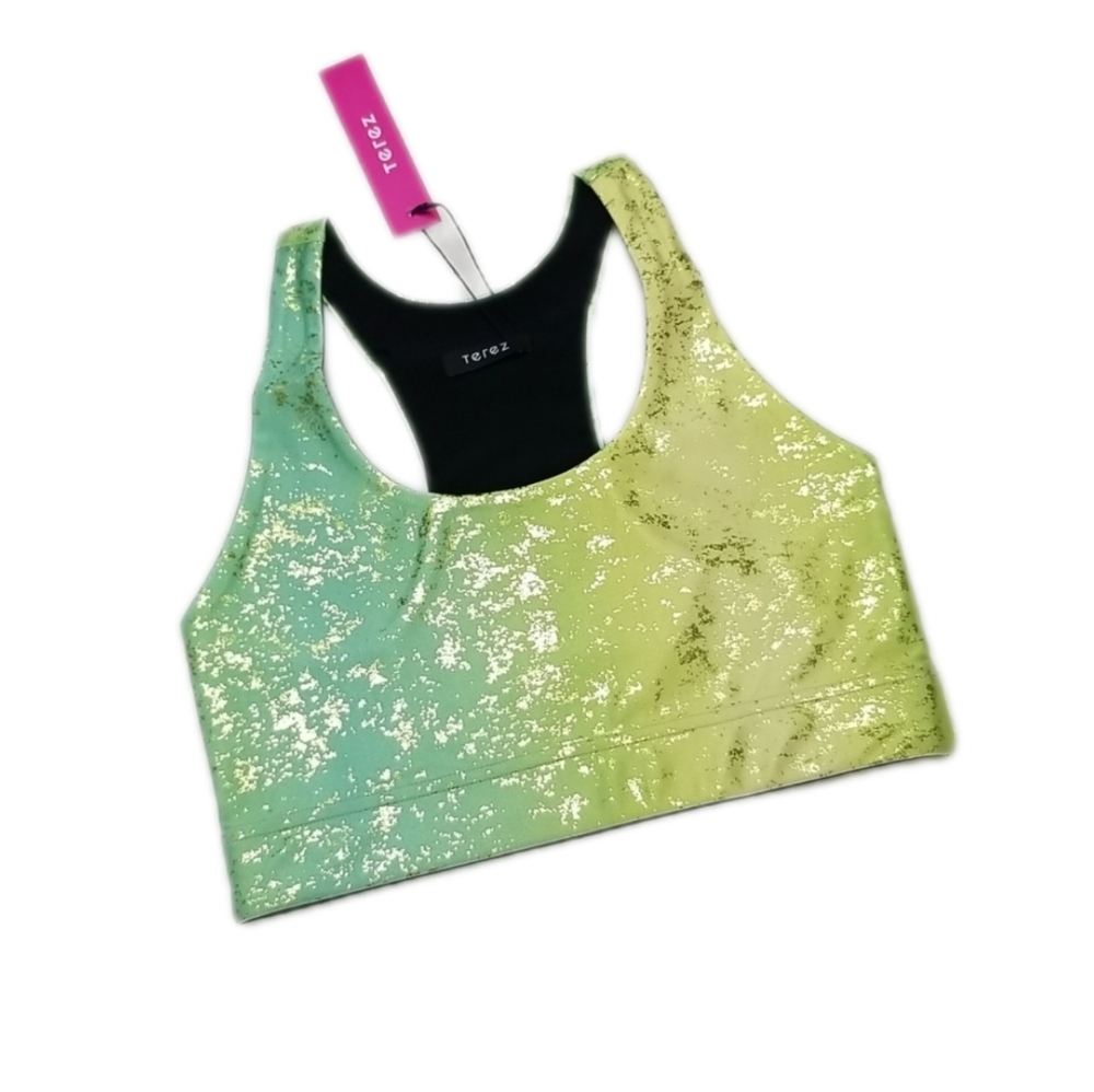Terez Haze Foil Balayage Sports Bra in Pistacchio XS S